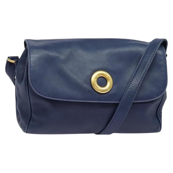 CELINE Shoulder Bag Leather Navy